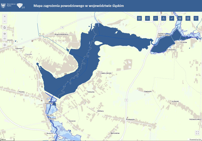 Mapa zagrożenia powodziowego województwa śląskiego